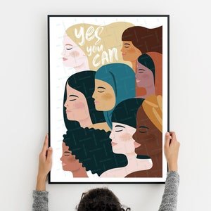 Feminist Print, Women Diversity Wall Art, Girl Power, Printable Woman Illustration, Equality, Feminism, Sisterhood, Female Multi Racial