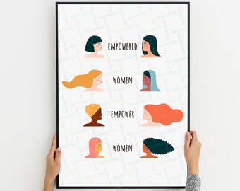 Empowered Women Empower Print, Art mural féministe, Girl Power, Illustration de femme imprimable, Égalité, Féminisme, Sororité, Femme Impression artistique