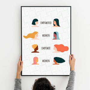 Empowered Women Empower Print, Feminist Wall Art, Girl Power, Printable Woman Illustration, Equality, Feminism, Sisterhood, Female Art Print