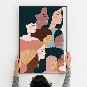 Feminist Diversity Art Print, Girl Power Illustration (Digital Download)