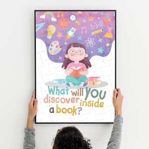 Impressão de leitura, pôster para educação domiciliar, vamos ler, decoração de livros, placa de biblioteca, imprimível para sala de aula, quarto infantil, presente para bibliotecário, download digital