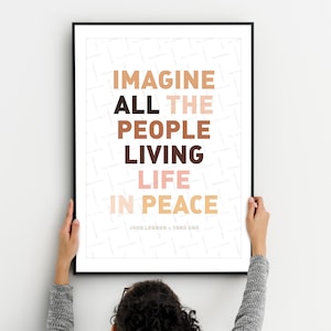Imagine All the People, Printable wall art, John Lennon Quote, Song Titles, Hope, Peace Prints, Skin Tones, Mankind, Instant Download, Type