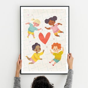 Diversity Nursery Poster, Multi Racial Child Print, Children of the World Print, Kids Room Art, Kids Love Printable, Digital Download Class