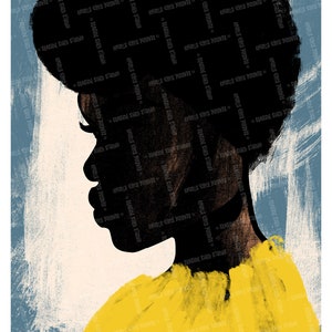 Black Woman Portrait, Yellow Grunge Wall Art (Digital Download) image 7