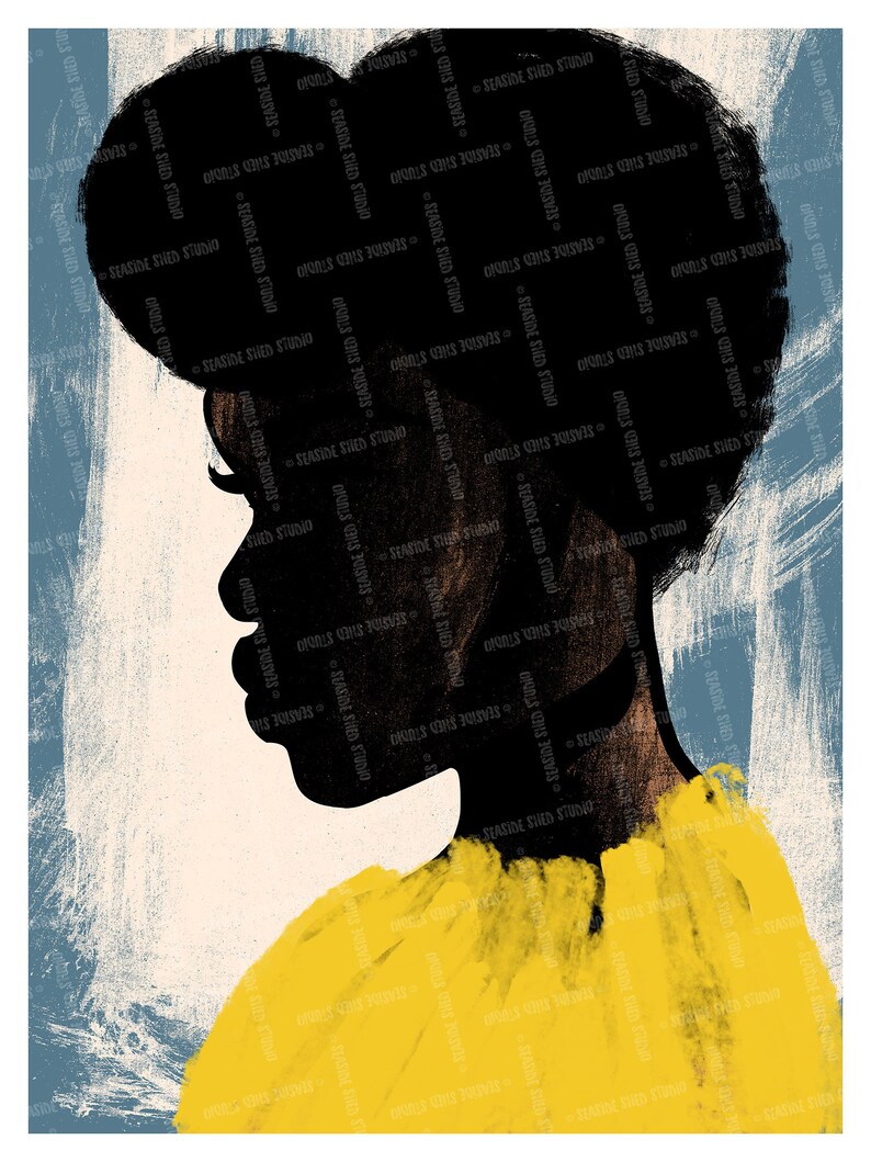 Black Woman Portrait, Yellow Grunge Wall Art (Digital Download) image 7