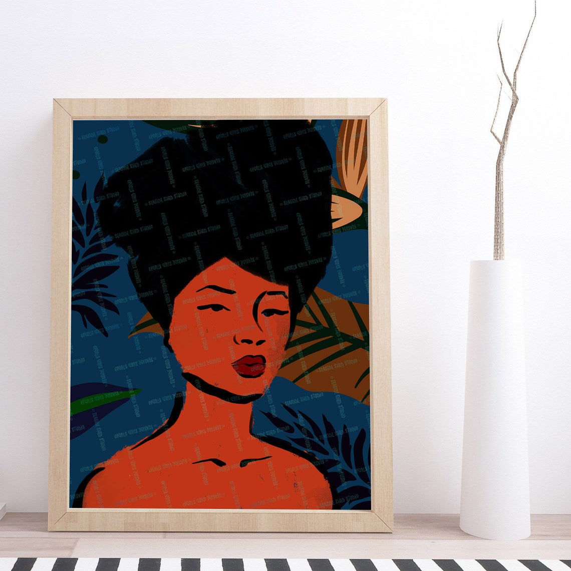 Woman With Head Wrap Art Print Colourful Portrait Vibrant Etsy