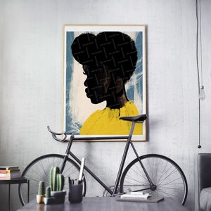 Black Woman Portrait, Yellow Grunge Wall Art (Digital Download) image 3