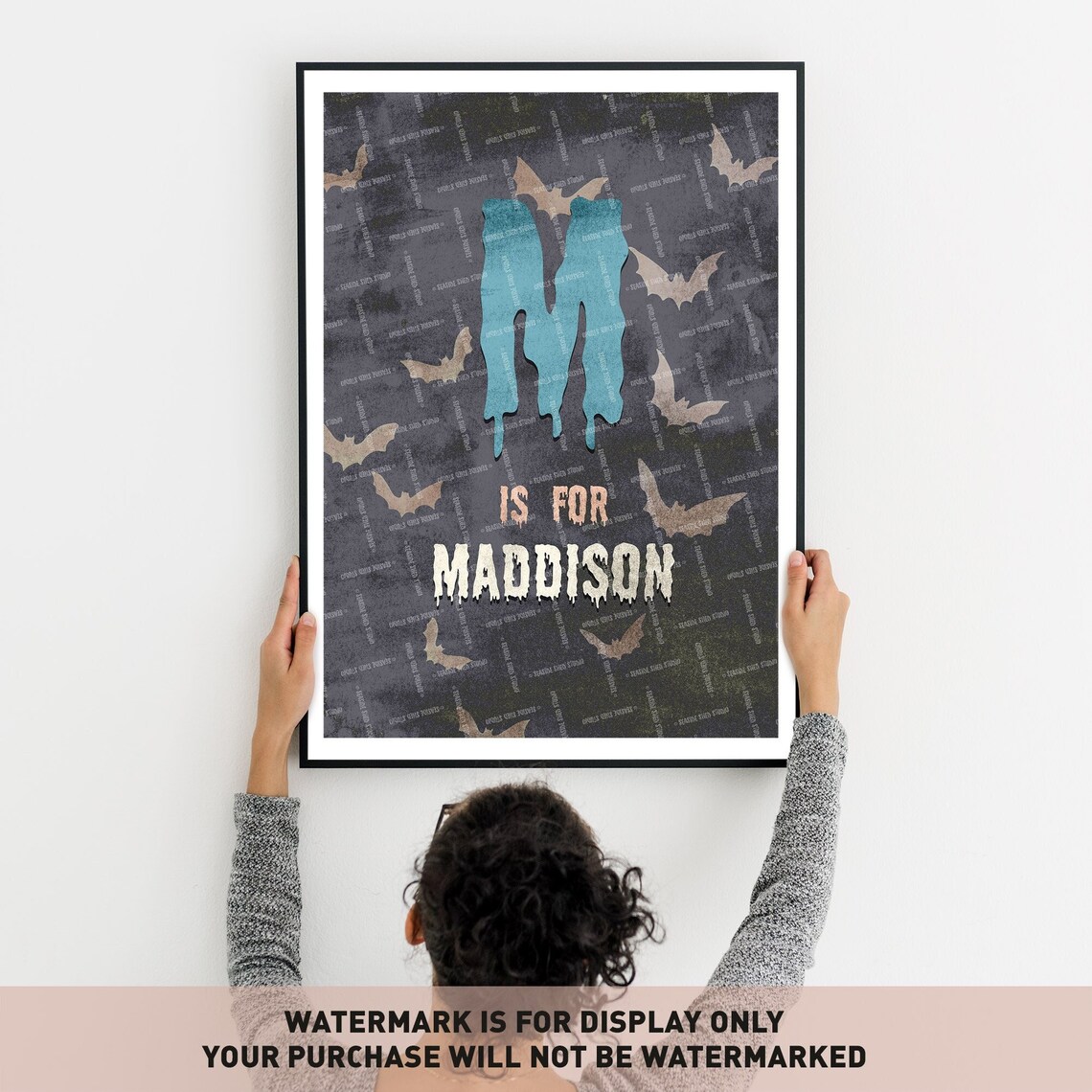 Custom Child Name Print Bats Printable Art Initial Print - Etsy UK
