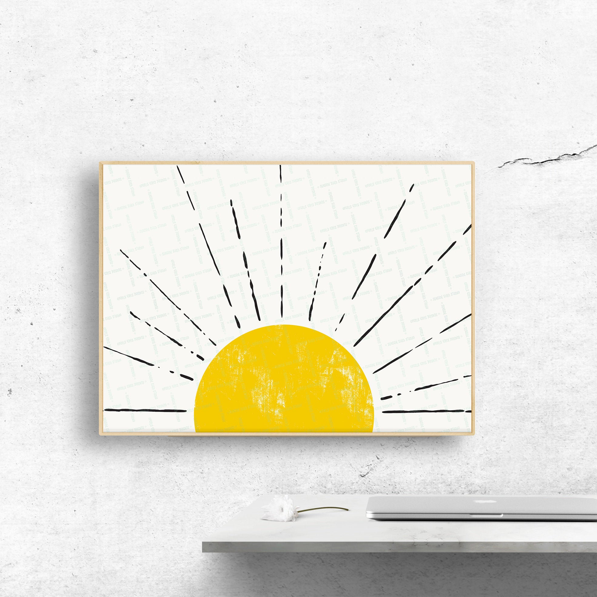 Sunshine Printable Yellow Sun Minimal Wall Art Boho Decor | Etsy