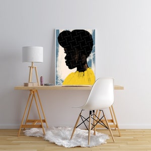 Black Woman Portrait, Yellow Grunge Wall Art (Digital Download) image 2