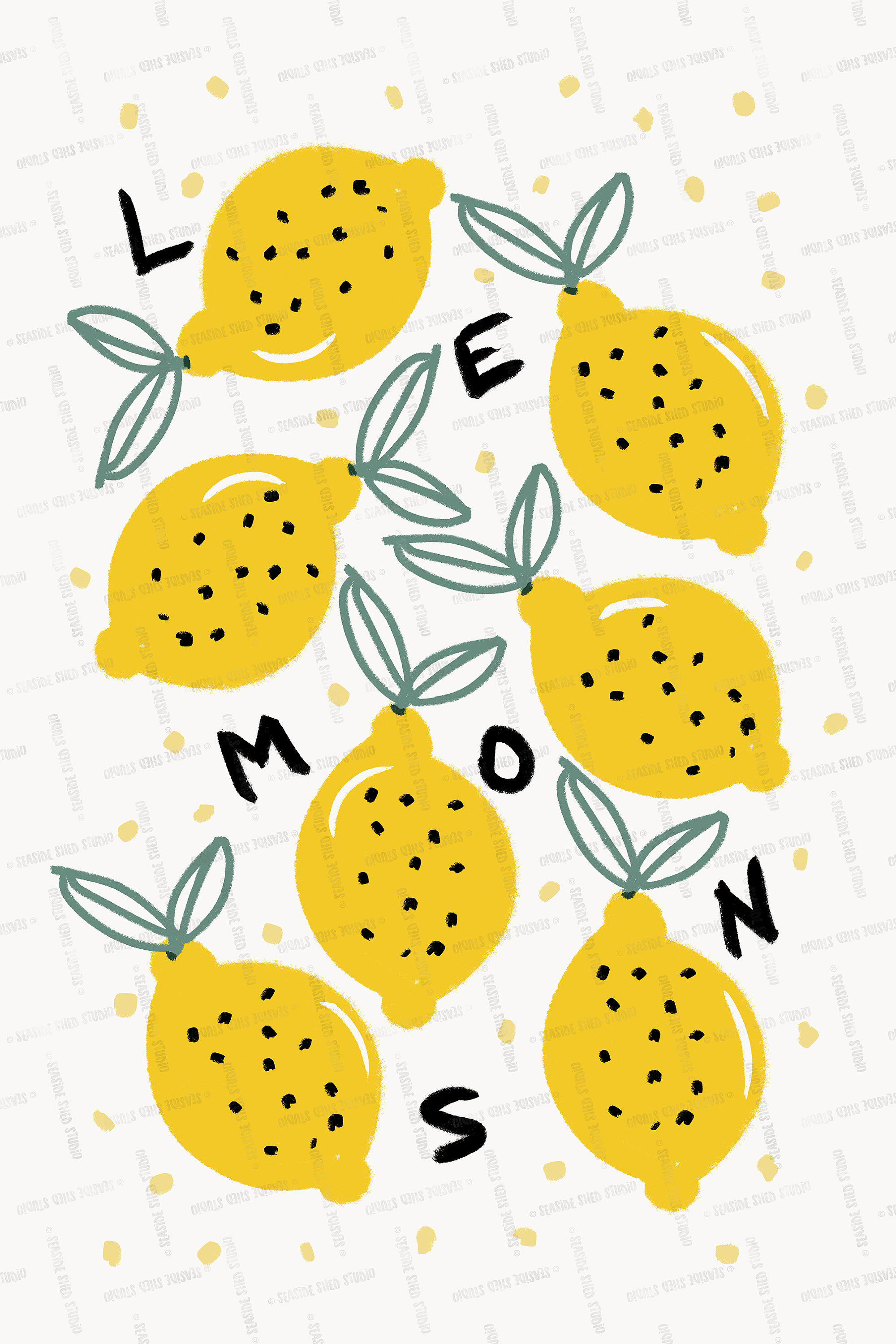 Lemons Art Print Illustration of Lemons Instant Wall Art Etsy