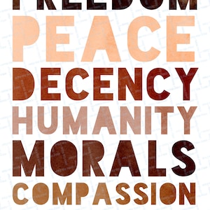 Human Values Poster, Morals Printable, Peace Decency Love Morals ...