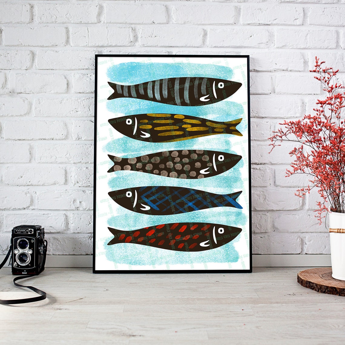 Sardines print Sardine poster hand drawn Instant download Etsy