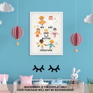 Children of the World Poster, Nursery Art With Message, Better Together ...