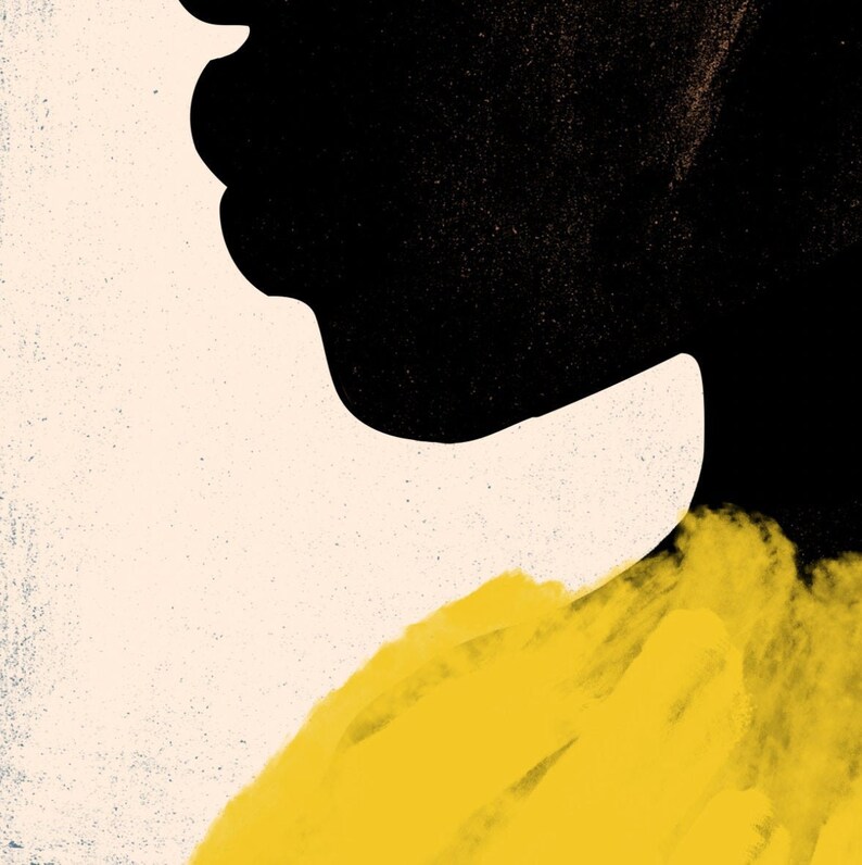Black Woman Portrait, Yellow Grunge Wall Art (Digital Download) image 9