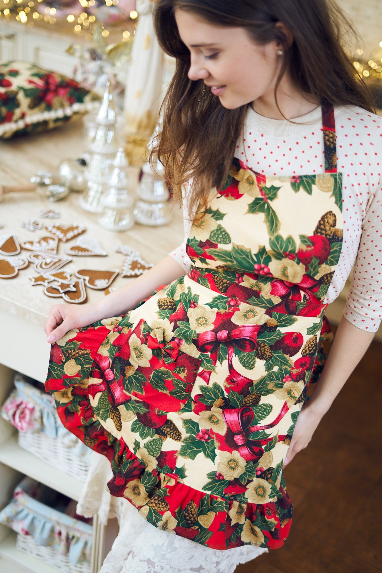 Red Christmas Apron for Women Festive Women's Apron Etsy