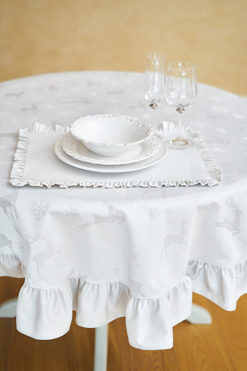 Silver Christmas Placemats With Ruffle Plain Shiny Silver Etsy