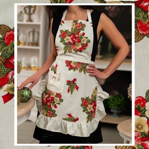 Christmas Shiny Apron | Holiday Kitchen Décor | Perfect Christmas Gift for Women | Festive Cooking Apron | Winter Mood Gift Idea