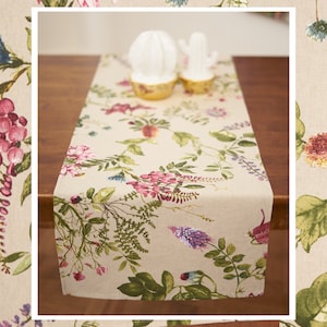 Flower Print Table Runner | Botanical Table Cover | Dining Table Decoration | Home Accent Gift | Botanico Collection