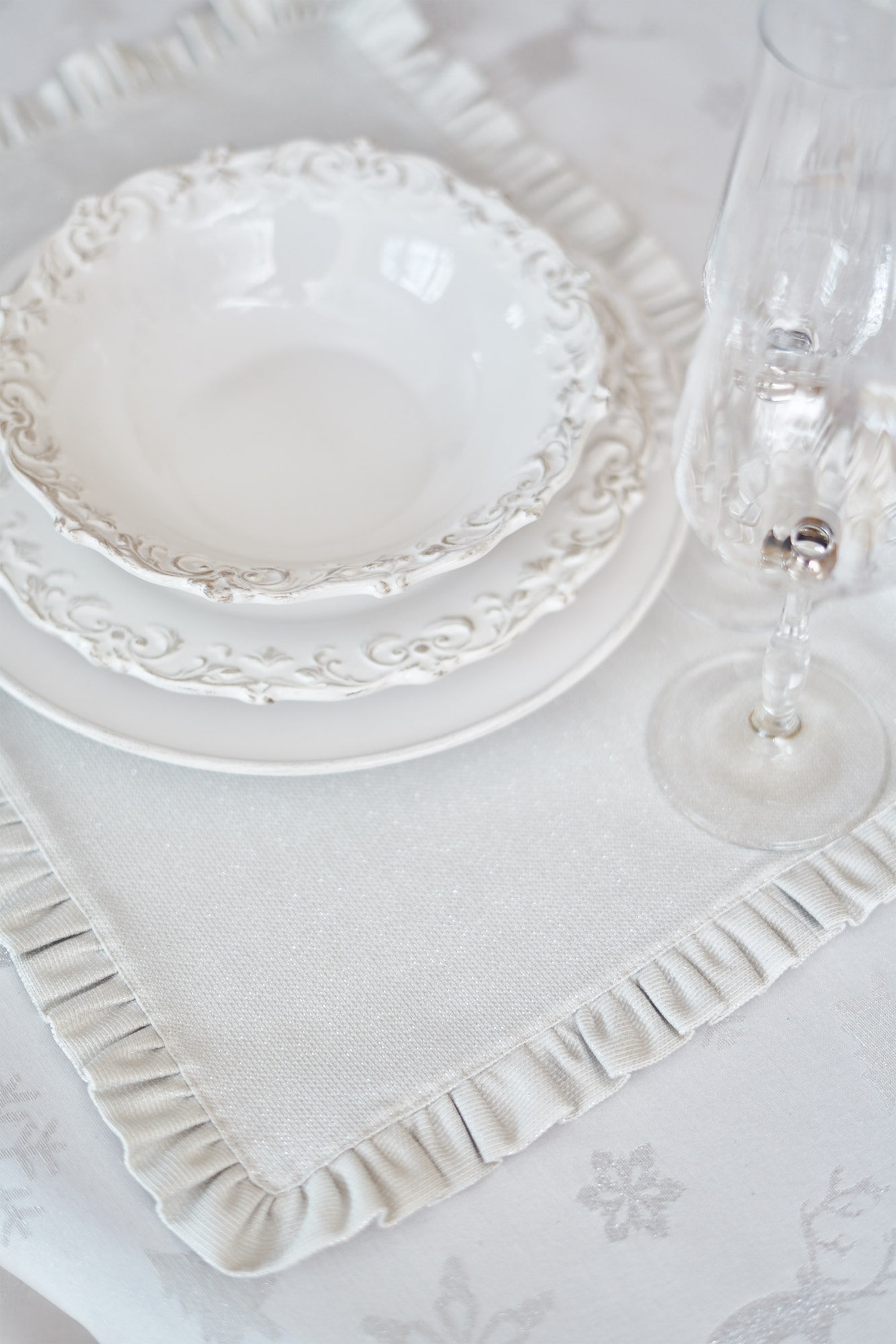 Silver Christmas Placemats with Ruffle Plain Shiny Silver Etsy
