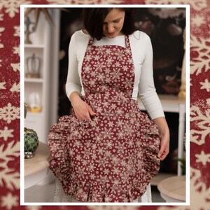 Christmas red apron | Christmas decor | Christmas home | Winter apron | Christmas gift for woman | Christmas dinner | Christmas kitchen