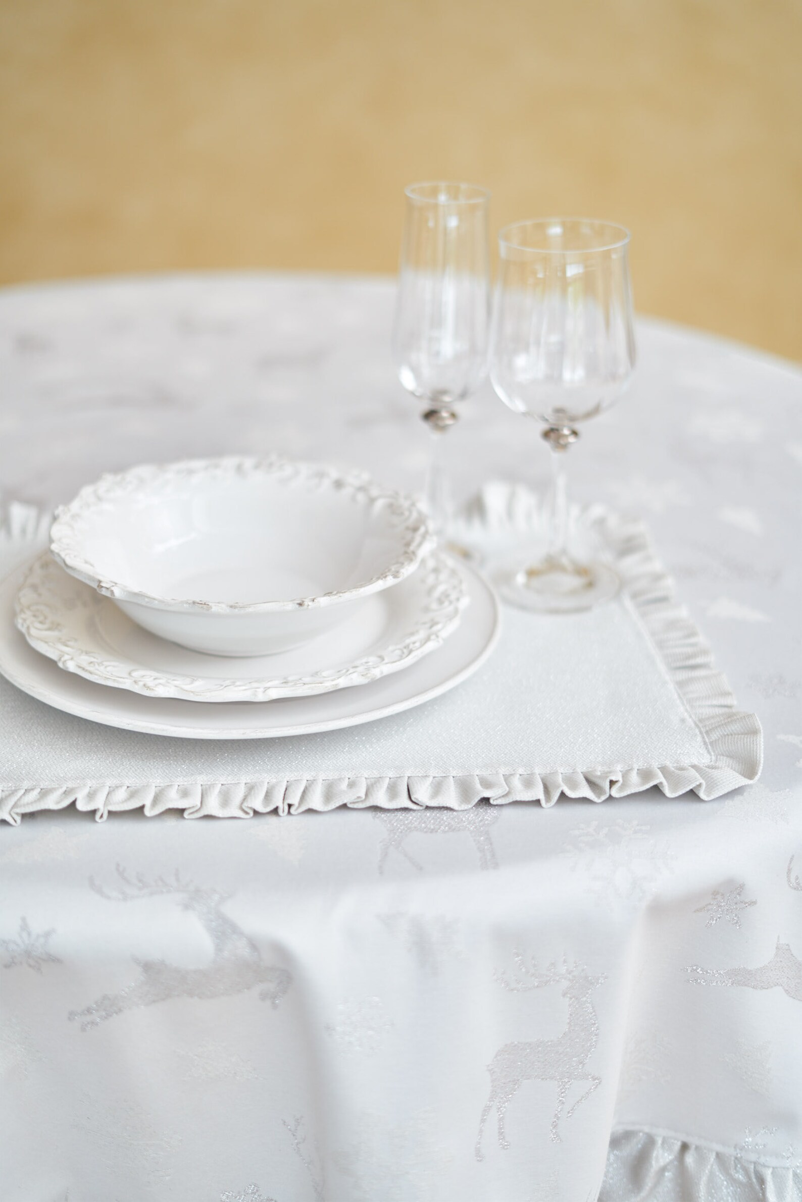 Silver Christmas Placemats With Ruffle Plain Shiny Silver Etsy