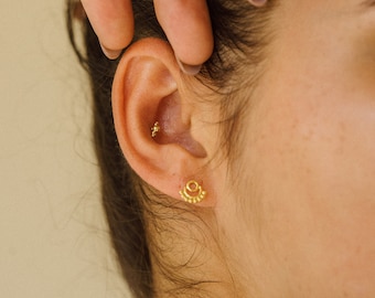 Frida Mini Stud Earrings - Gold Plated- Handmade Earrings - Bohemian Earrings