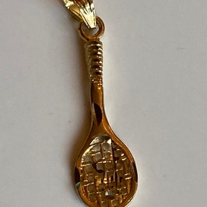 14k yellow gold tennis racket charm/pendant