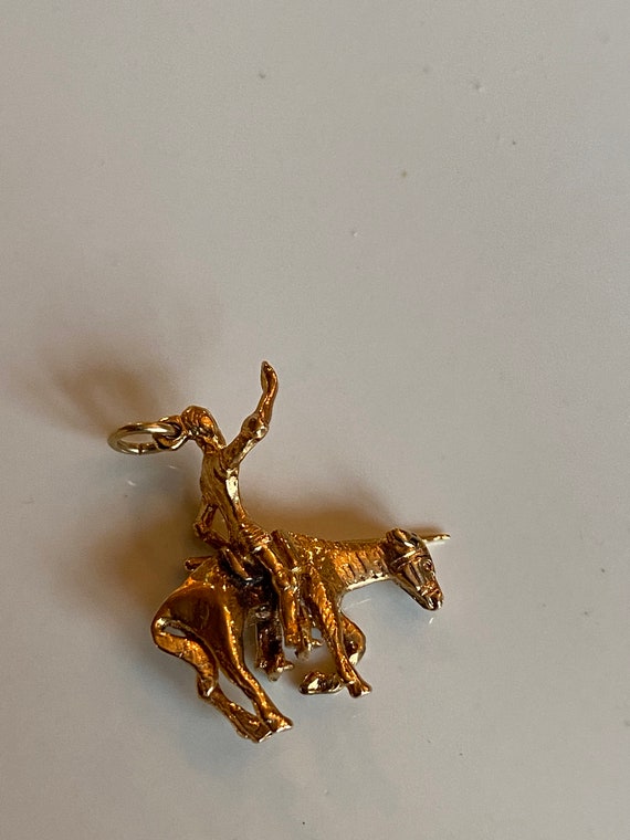 Vintage Yellow Gold jousting / warrior pendant / c