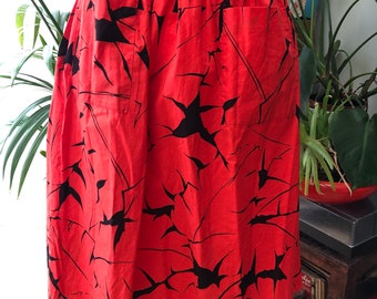 Vintage red & black elasticated waist skirt