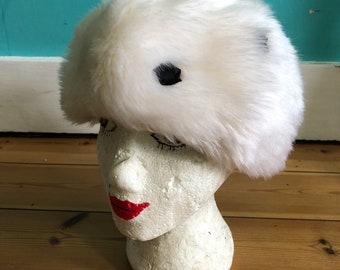 Vintage 1960’s white Faux fur hat made by Connor in England