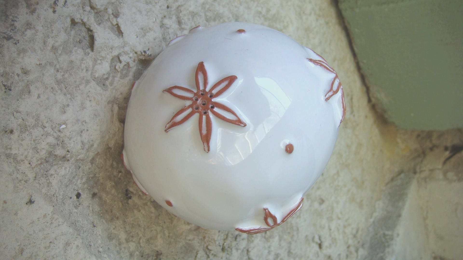 Decorative Ball White Glazed Ceramic On Red Clay From Provence Etsy