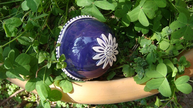 glazed purple Decorative ball made of white clay