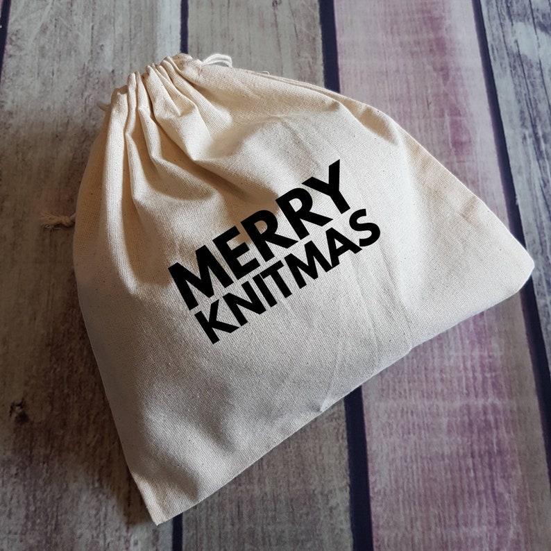 Drawstring Project Bag Merry Knitmas Craft Bag Gifts for Knitters