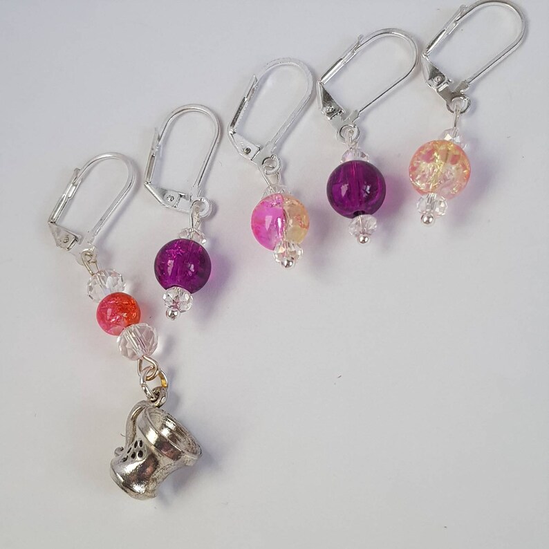 Crochet Gifts Stitch Marker Set Gifts for Knitters Rainbow Teacup Knitting Accessories