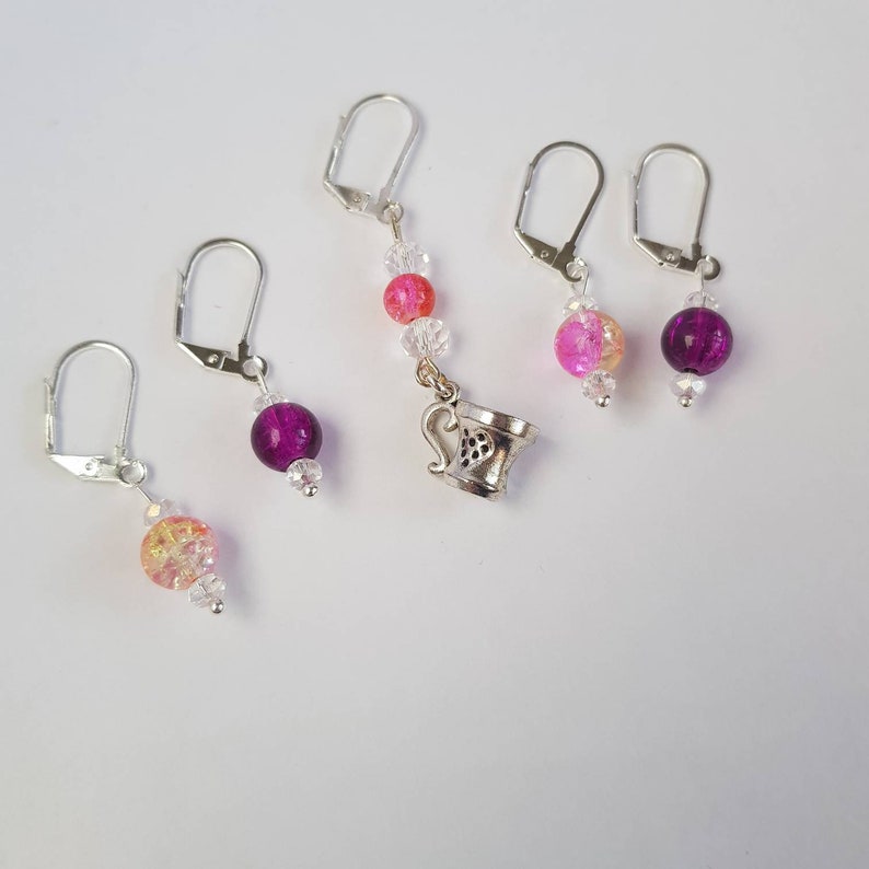 Crochet Gifts Stitch Marker Set Gifts for Knitters Rainbow Teacup Knitting Accessories