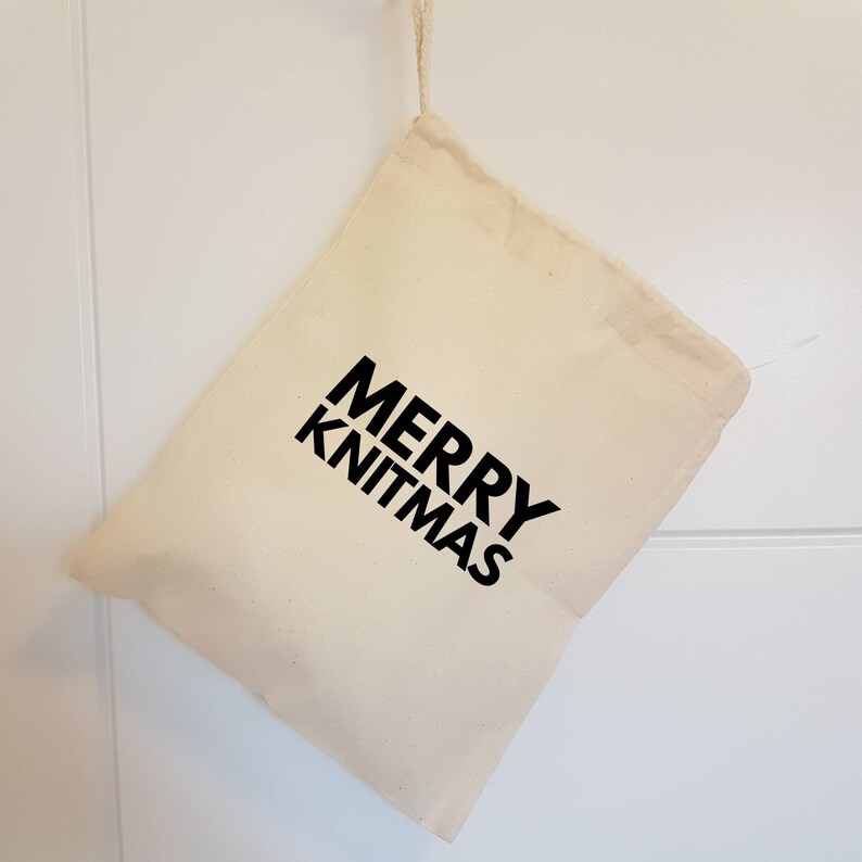 Drawstring Project Bag Merry Knitmas Craft Bag Gifts for Knitters