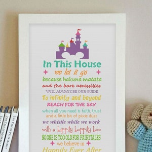 Cross Stitch Pattern, In This House, Cartoon Quote xStitch, Modern,  PDF Instant Download