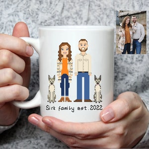 Custom Personalized Family Portrait Pixels Mug,Personalized Gift, Ceramic Wedding Mug,Anniversary Mug,Couple Portrait Gift ideas,Anime Mug