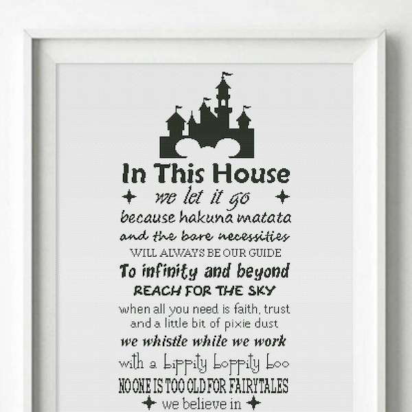 Cross Stitch Pattern, In This House, We Do  Cartoon Quote xStitch, Modern, PDF Instant Download