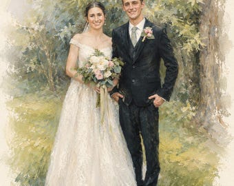 Portret van een stel op maat, gebaseerd op een foto, gepersonaliseerd portret van een stel, trouwportret, jubileumcadeau, kunstwerk van een stel op maat, huwelijksgeschenk