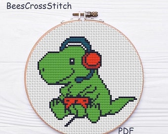 Dragon gamer #103,Cross stitch pattern,Gamer Cross Stitch Pattern,Gift for Beginners stitcher,small cross stitch, Beginner Hand Sewing,PDF