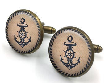 gift for him Nautical Anchor Unique Cufflinks under the sea beach Cuff links ocean sea beaches