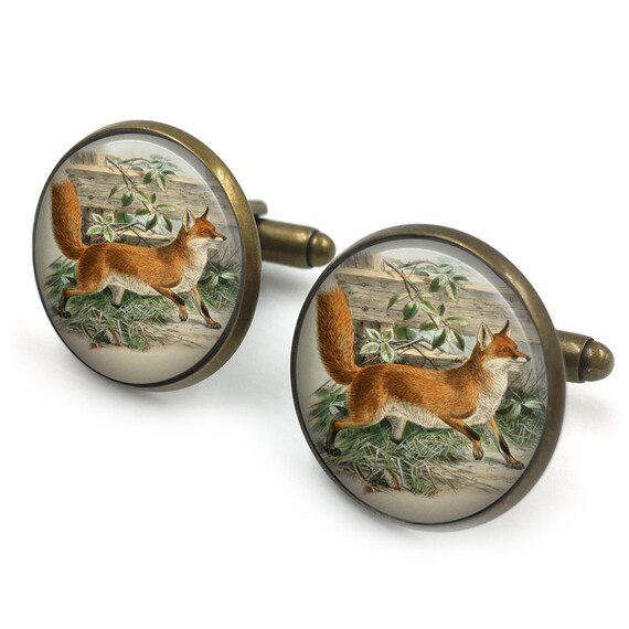 English Fox Cufflinks English British Fox gift for Him Gift | Etsy