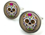 Sugar Skull Cufflinks, day of the dead, dia de los muertos, skull, cuff links 5