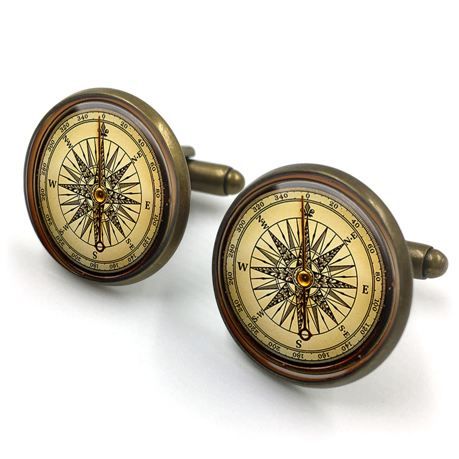 Compass Cufflinks Nautical cufflinks nautical cuff links Etsy