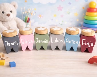 Personalized wooden milk tooth box | Keepsake of the first tooth | Tooth box for children with star | Back-to-school gift | Schoolchild