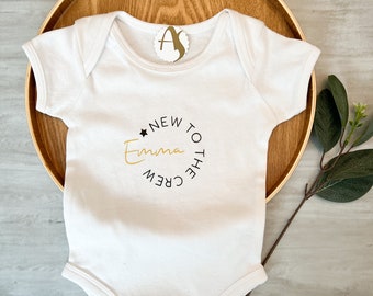 Babybody kurzarm personalisierbar, welcome to the Crew, Body, Baby, Mini Body, Baumwollbody, Babygeschenk, Geburtsgeschenk, personalisiert