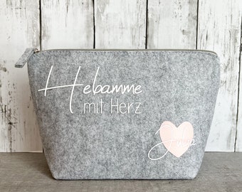 Personalisierte Tasche aus Filz | Hebamme mit Herz und Namen | Erzieherin | Lehrerin | Krankenschwester | Kollegin | Geschenk | Abschied