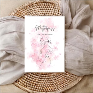 Maternity Record Book Cover | Protective Cover | Mom Gift | Personalized with Name | Baby | Pregnancy | Mom-to-be | Design: Woman Pink
